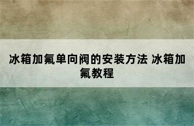 冰箱加氟单向阀的安装方法 冰箱加氟教程